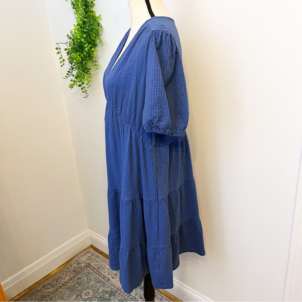Boden Jersey Seersucker Blue Tiered Dress - Picture 6 of 8